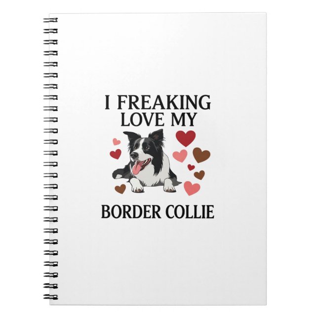 Freaking Love Border Collie Dog Hearts_1 Notebook (Front)