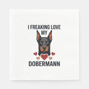Freaking Love Dobermann Dog Red Hearts_1 Napkin