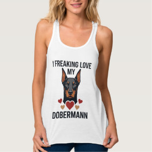 Freaking Love Dobermann Dog Red Hearts_1 Singlet