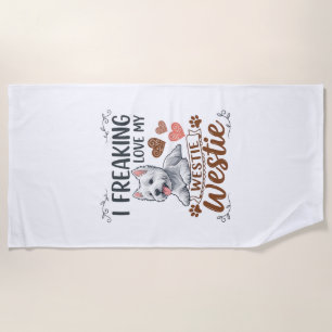 Freaking Love Westie Dog Hearts Paws_1 Beach Towel