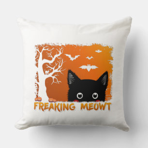 Freaking Meowt – Cute Spooky Black Cat Halloween Cushion