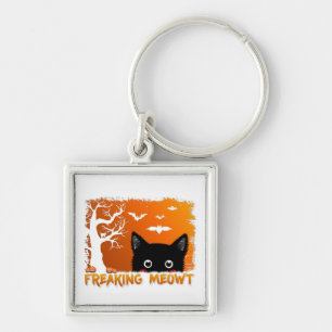 Freaking Meowt – Cute Spooky Black Cat Halloween Key Ring