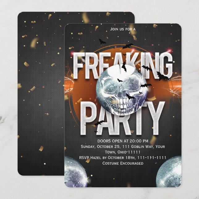 Freaking Party Halloween Disco Skull Invitation (Front/Back)
