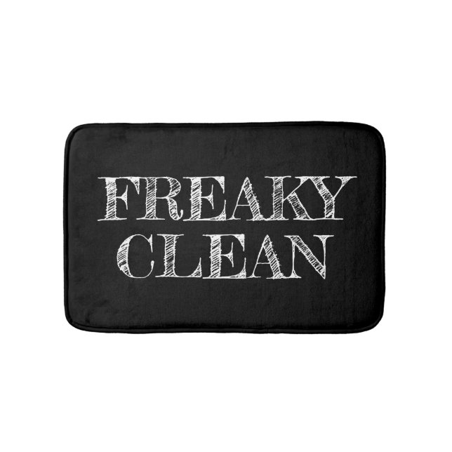 Freaky clean Halloween hipster funny humour quote Bath Mat (Front)