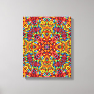 Freaky Tiki Red Vintage Fractal Kaleidoscope Canvas Print