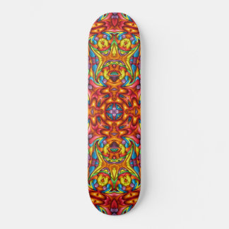 Freaky Tiki Red Vintage Fractal Kaleidoscope Skateboard