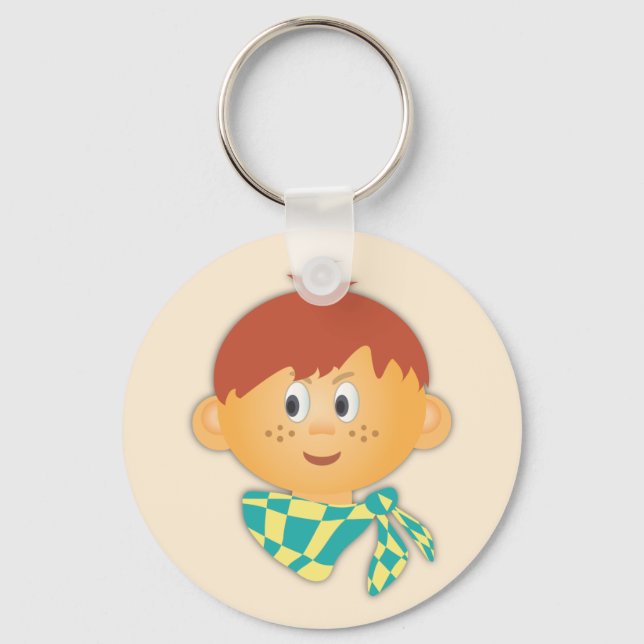 Freckled Boy with a Scarf Key Ring (Front)