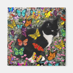Freckles in Butterflies - Tuxedo Kitty Magnet