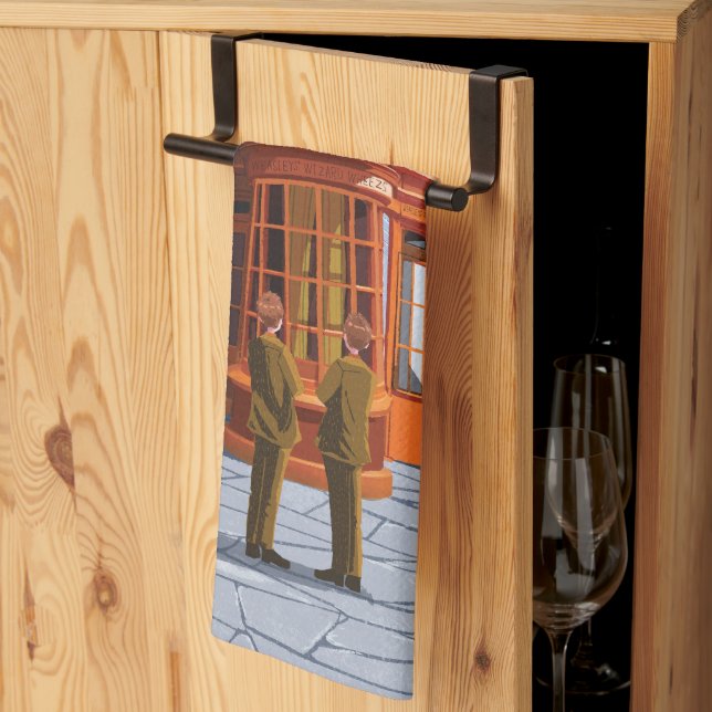 Fred and George at Weasley's Wizard Wheezes Tea Towel (Thirds Fold)