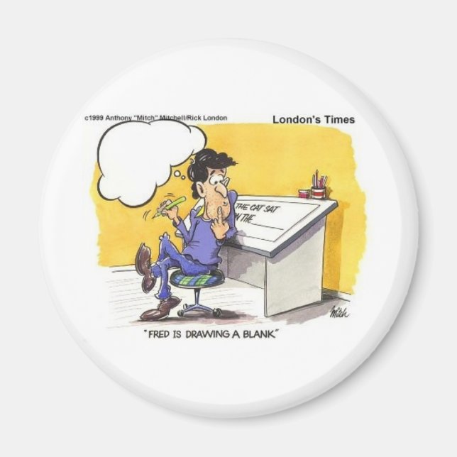 Fred Draws A Blank Funny Offbeat Cartoon Gifts Magnet (Front)