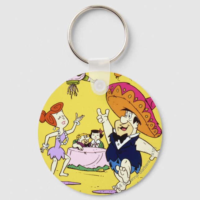 Fred Flintstone Wilma Barney and Betty Fiesta Key Ring (Front)
