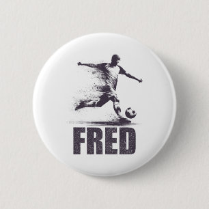 Fred Soccer Boys Personalised First Name Fred 6 Cm Round Badge