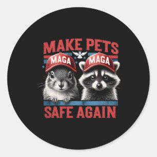 Fred The Racoon P Nut The Squirrel Make Pets Safe Classic Round Sticker