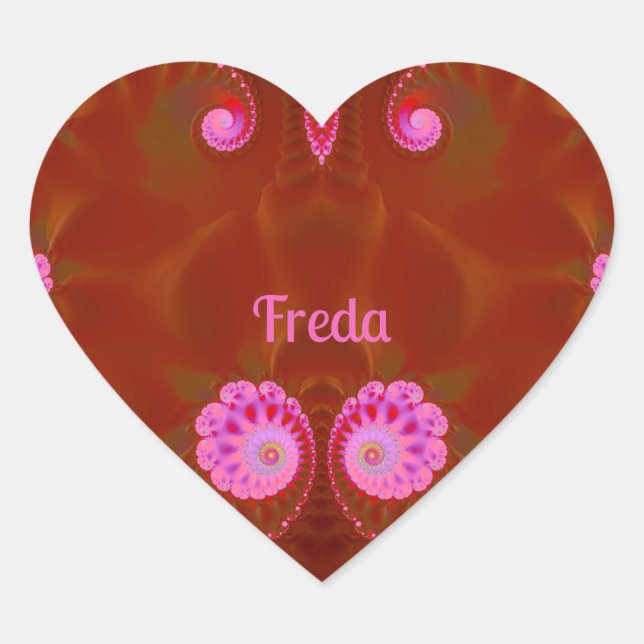 FREDA COOL! ~ PINK SPIN ~ Bright Design ~ Heart Sticker (Front)