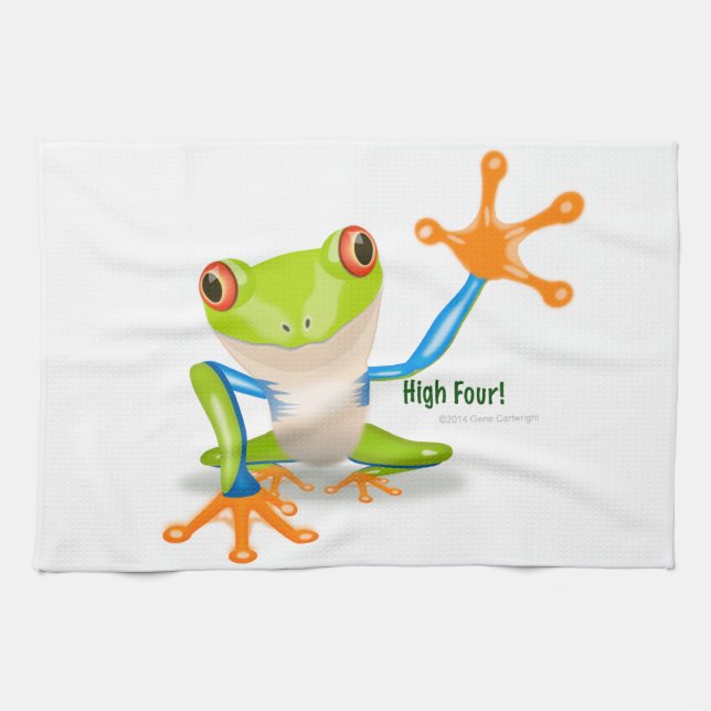 Freddie Frog "High Four" Tea Towel (Horizontal)