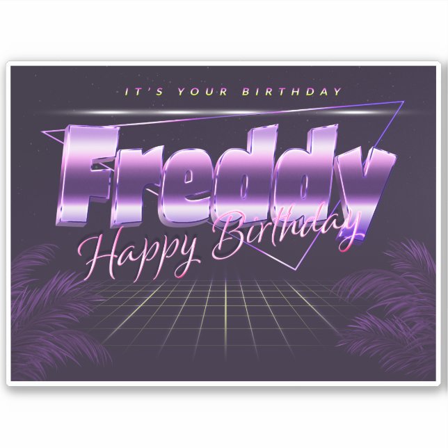 Freddy name first name lila retro sticker birthday (Front)
