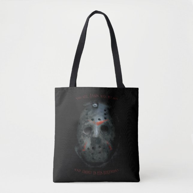 Freddy vs. Jason | Jason Mask Quote Tote Bag (Front)