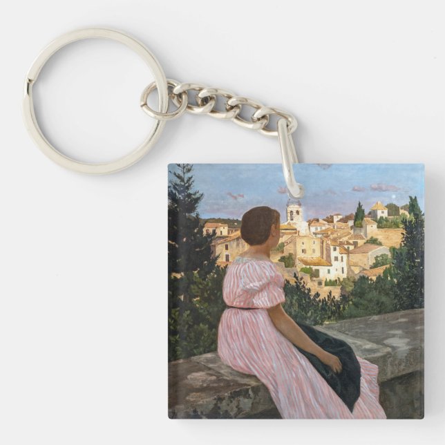 Frederic Bazille - The Pink Dress Key Ring (Front)