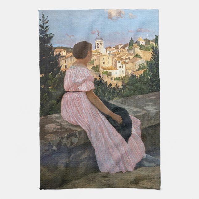 Frederic Bazille - The Pink Dress Tea Towel (Vertical)