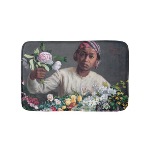 Frederic Bazille - Young Woman with Peonies Bath Mat
