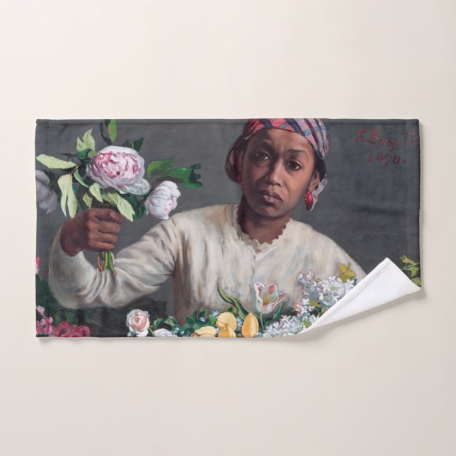 Frederic Bazille - Young Woman with Peonies Bath Towel Set (Hand Towel)