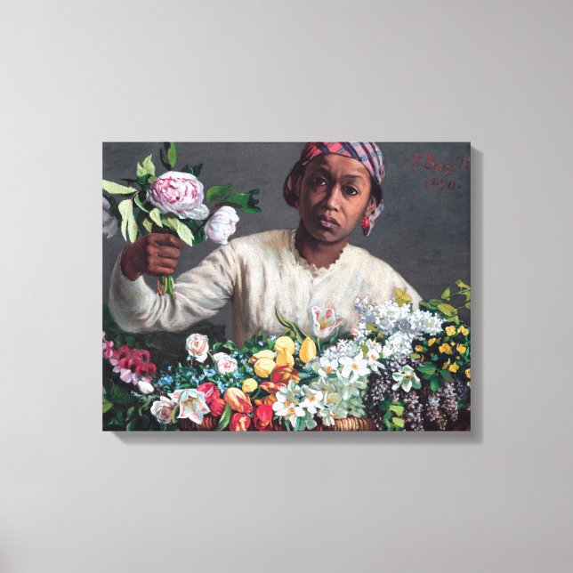 Frederic Bazille - Young Woman with Peonies Canvas Print (Front)
