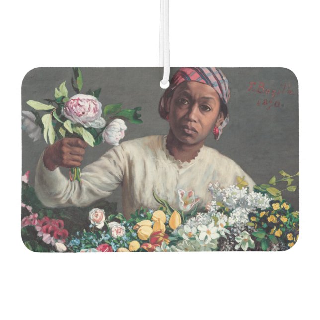 Frederic Bazille - Young Woman with Peonies Car Air Freshener (Front)