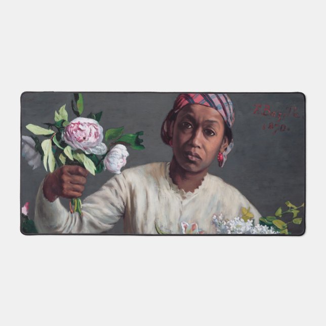 Frederic Bazille - Young Woman with Peonies Desk Mat (Front)
