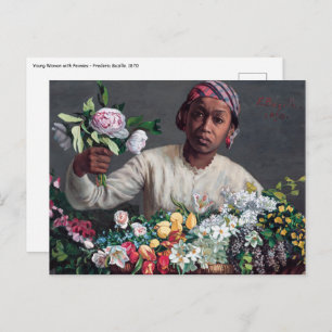 Frederic Bazille - Young Woman with Peonies Postcard