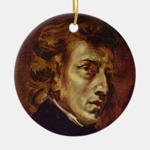 Frederic Chopin Portrait by Eugene Delacroix Ceramic Tree Decoration