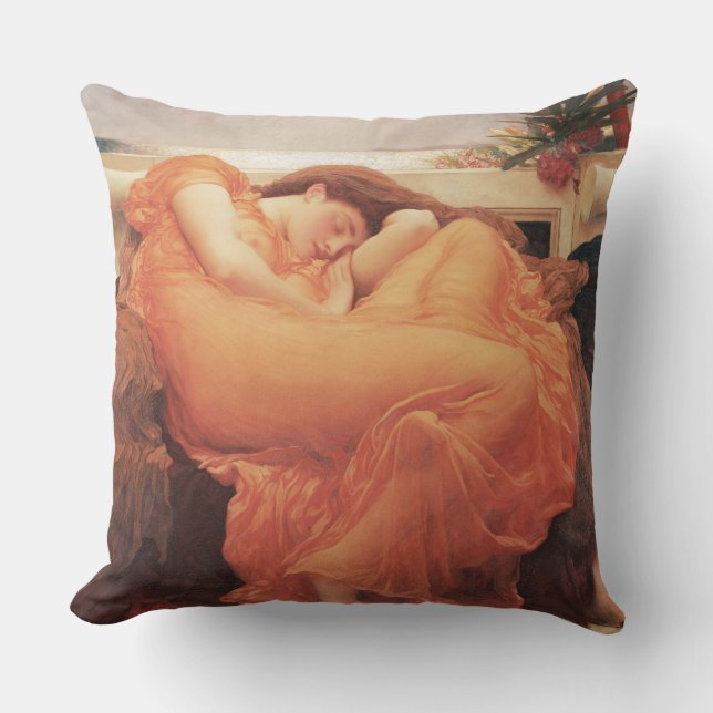 Frederic Lord Leighton Flaming June Square Art Cushion (Front)