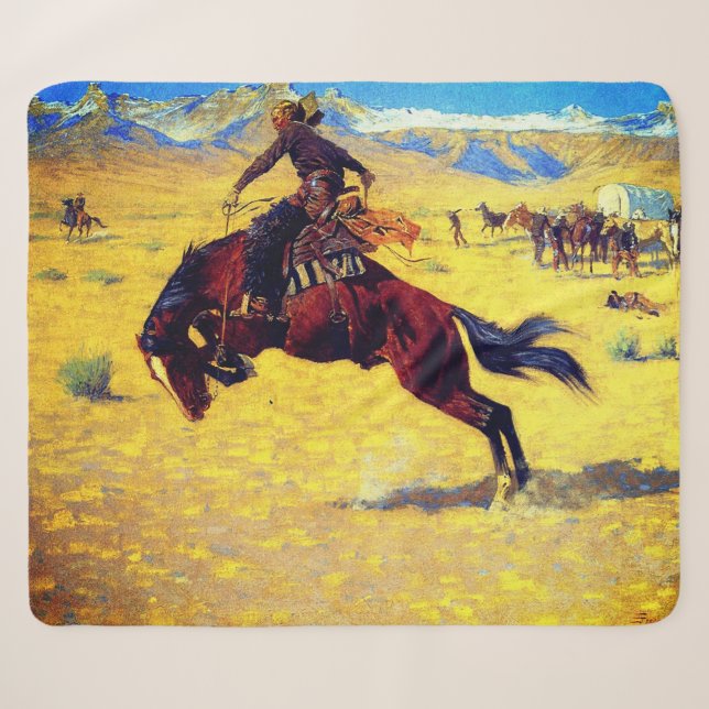 Frederic Remington A Cold Day On The Range Sherpa Blanket (Front (Horizontal))