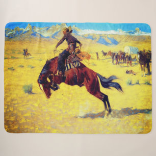 Frederic Remington A Cold Day On The Range Sherpa Blanket