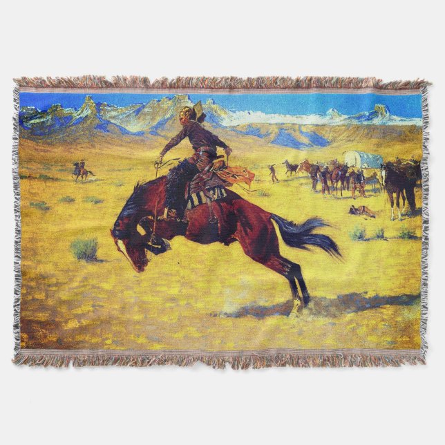 Frederic Remington A Cold Morning on the Range Throw Blanket (Front)