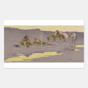 Frederic Remington - A New Year on the Cimarron Rectangular Sticker