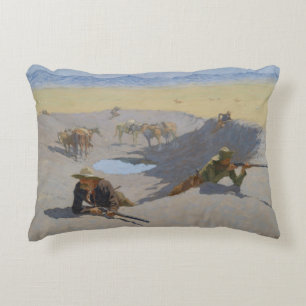 Frederic Remington - Fight for the Waterhole Decorative Cushion