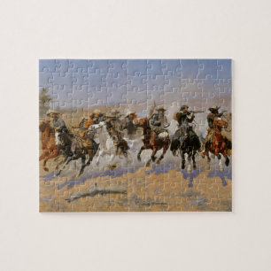 Frederic Remington Painting “Dash For The Timber” Jigsaw Puzzle
