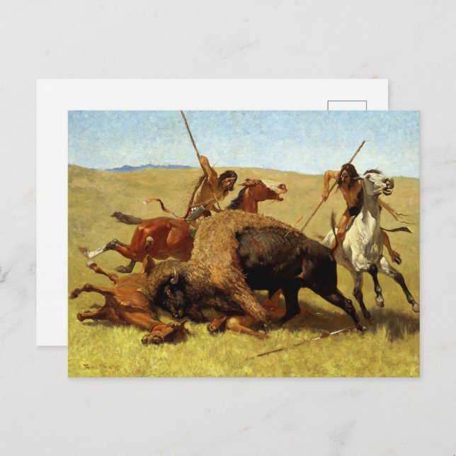 Frederic Remington The Buffalo Hunt Postcard (Front/Back)