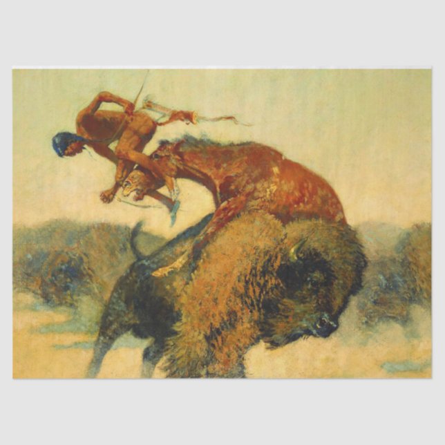 Frederic Remington Western Art “Episode – Buffalo  Tissue Paper (Front)
