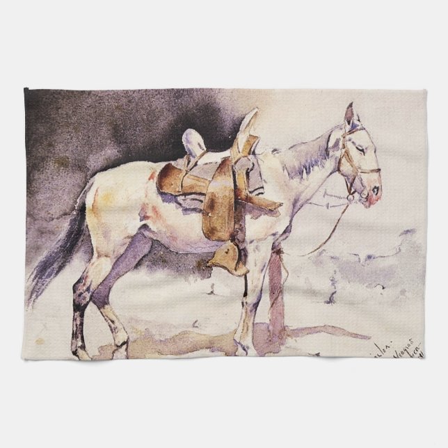 Frederic Remington Western Art Mexican Pony Tea Towel (Horizontal)