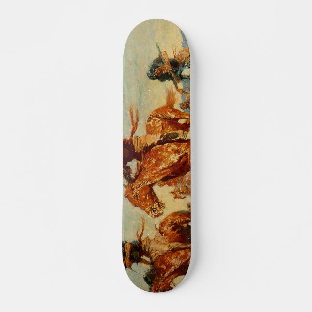 Frederic Remington's The Buffalo Runners (1909) Skateboard (Front)