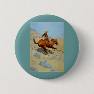 Frederic Remington's The Cowboy (1902) 6 Cm Round Badge