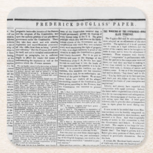 Frederick Douglas Newspaper Print  Square Paper Coaster