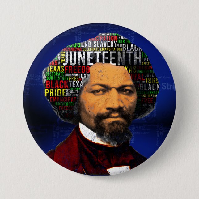 Frederick Douglass c1860s, Juneteenth Word Cloud 7.5 Cm Round Badge (Front)