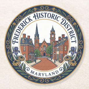 Frederick Historic District Maryland Round Paper Coaster