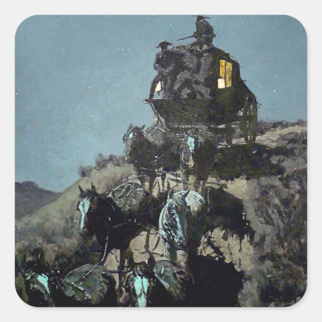 Frederick Remington “The Old Stagecoach” Square Sticker (Front)