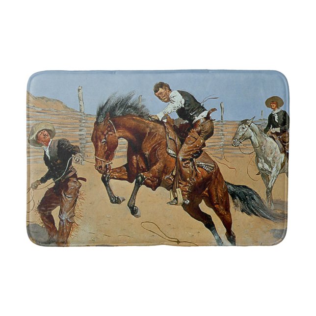 Frederick Remington Western Art “Turn Him Loose” Bath Mat (Front)