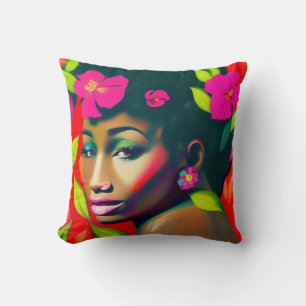 Fredericka Abstract African American Woman Cushion