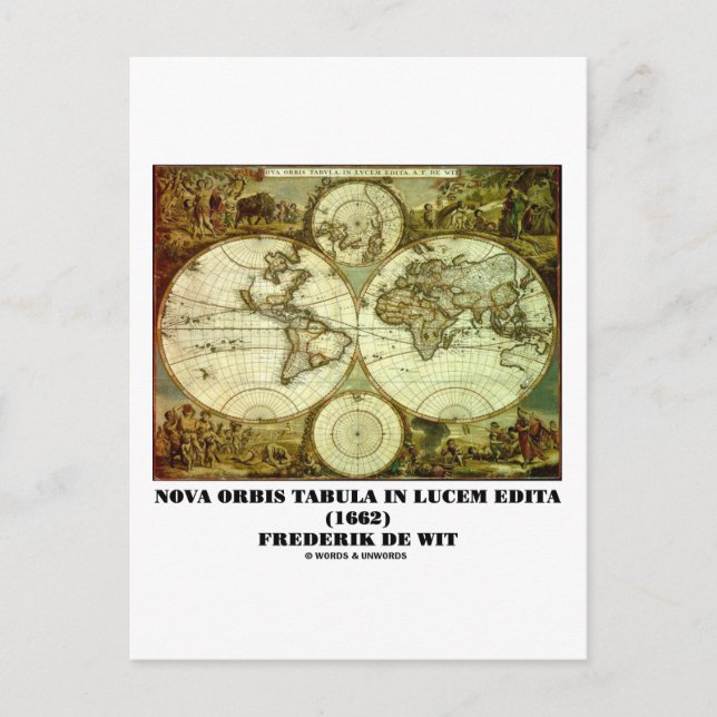 Frederik de Wit Nova Orbis Tabula in Lucem Edita Postcard (Front)