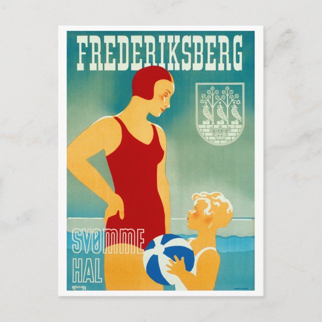 Frederiksberg Denmark Vintage Poster Restored Postcard (Front)